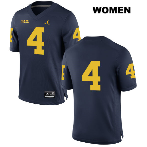 Women's NCAA Michigan Wolverines Nico Collins #4 No Name Navy Jordan Brand Authentic Stitched Football College Jersey JL25S28LK